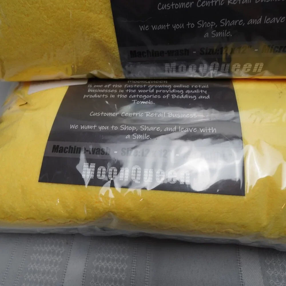 MoonQueen 12 Pack Premium Facial Cloths Microfiber Yellow Gray Towels 2 Sets